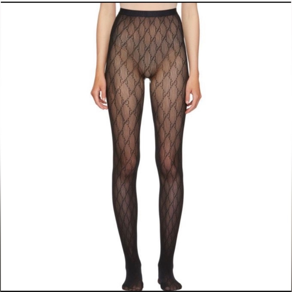 Gucci Black GG Supreme Tights - Interlocking G Tights